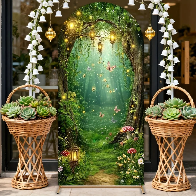 VIKAMA Enchanted Forest Fairytale Arch Backdrop for Parties Cake Photo Booths Anniversaries Indoor Events - Decorative Archway