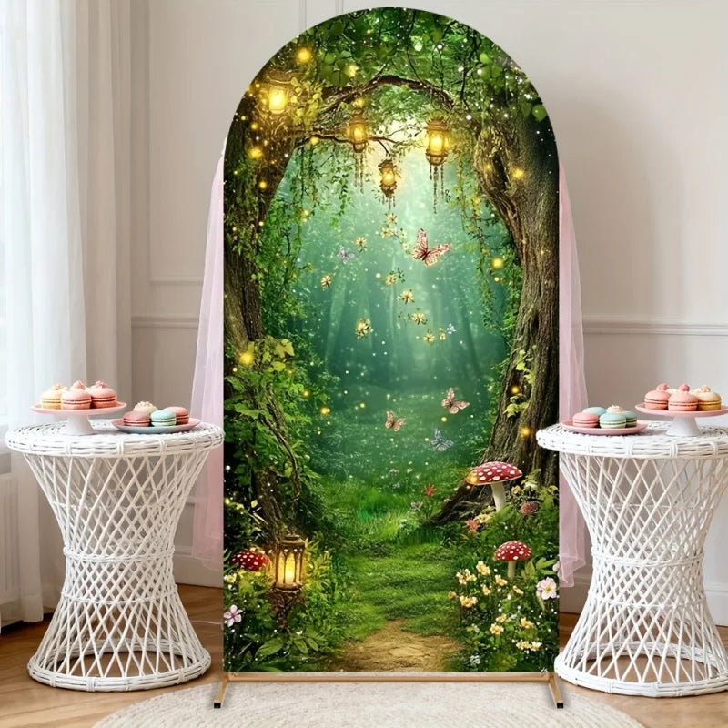VIKAMA Enchanted Forest Fairytale Arch Backdrop for Parties Cake Photo Booths Anniversaries Indoor Events - Decorative Archway
