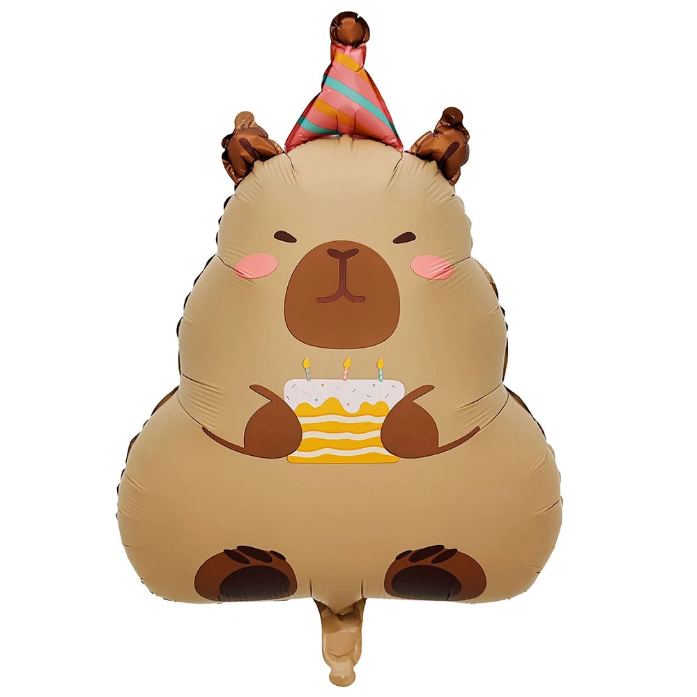 Cartoon Animal Capybara Flowers Aluminum Foil Balloon Set Child Birthday Party Decoration Foil Balloon Baby Shower Gift Supplies