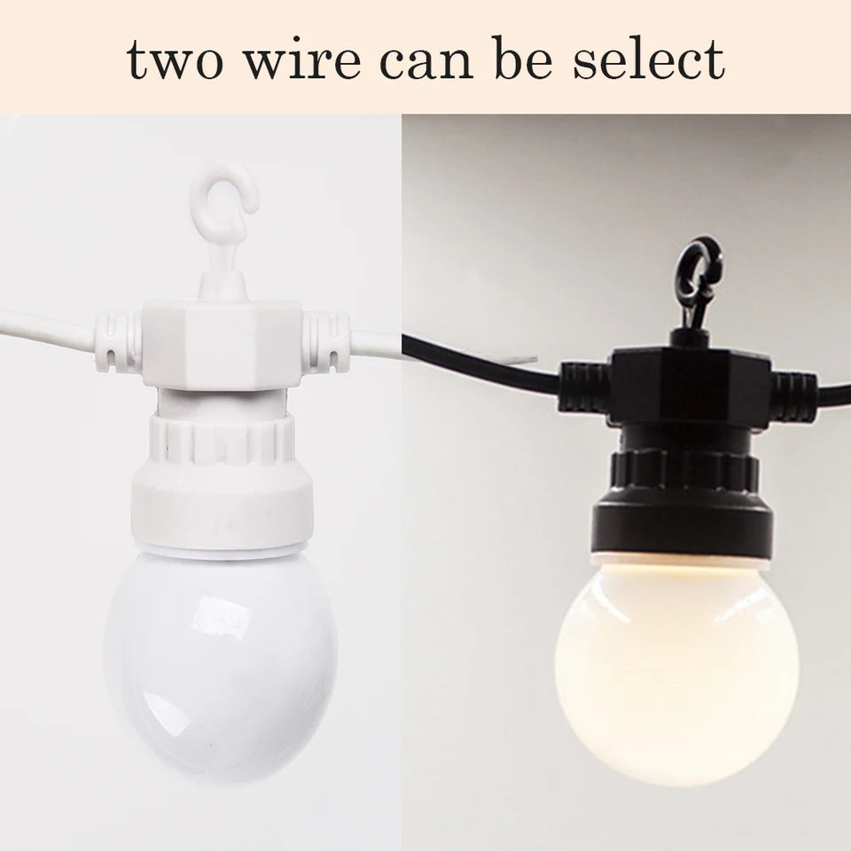G50 Lamp 25LED Garland Fairy String Lights White Wedding Christmas Decoration Outdoor For Holiday Party 2024 Street Camp Decor