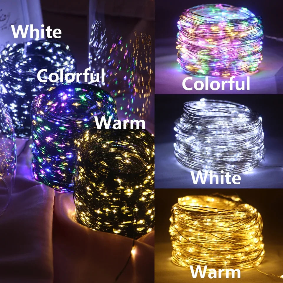 LED String Light Green Wire Fairy Lights Christmas Garland For New Year Christmas Tree Party Street Home Decoration