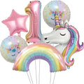 6pcs Rainbow Unicorn Aluminum Birthday Balloon Gradient Number Balloon Party Supplies Party Balloon Decoration Kit Baby Shower