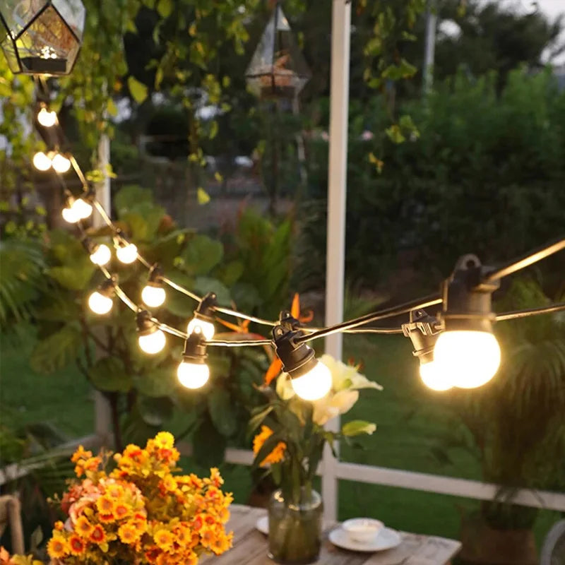 G50 Lamp 25LED Garland Fairy String Lights White Wedding Christmas Decoration Outdoor For Holiday Party 2024 Street Camp Decor