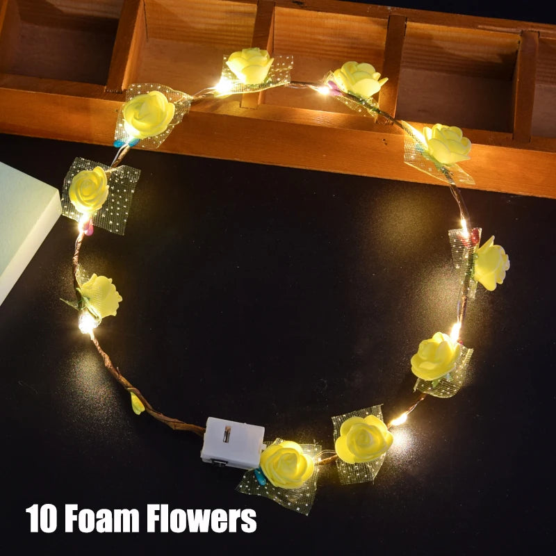 20-120Pcs LED Flower Crowns Headbands for Wedding light up Headbands Multicolor Light up Wreath Beach Party Birthday Supplies ﻿