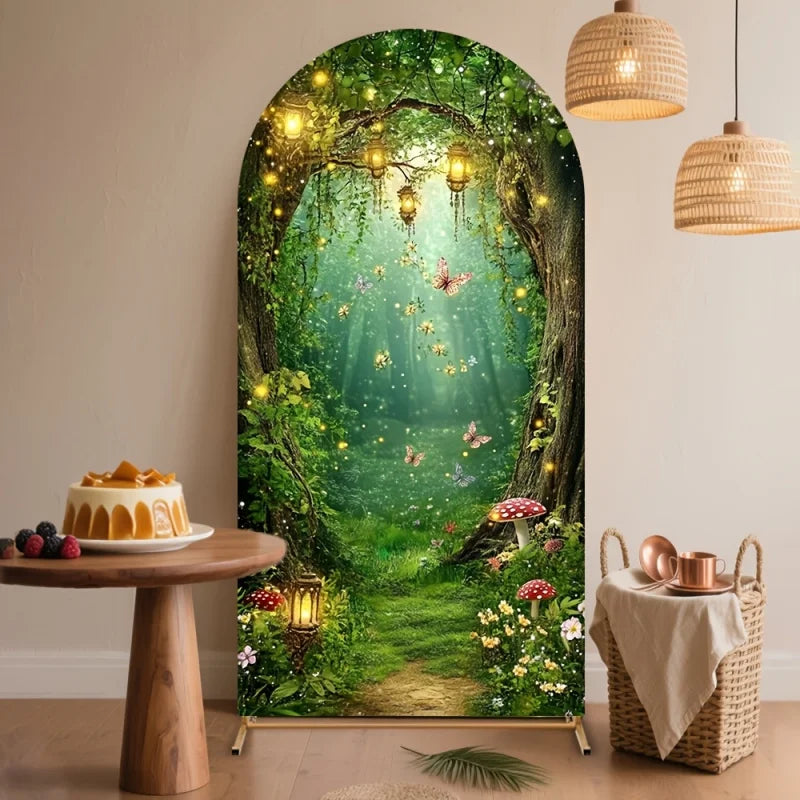 VIKAMA Enchanted Forest Fairytale Arch Backdrop for Parties Cake Photo Booths Anniversaries Indoor Events - Decorative Archway