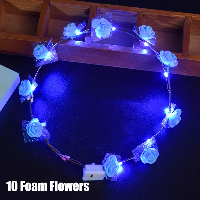 20-120Pcs LED Flower Crowns Headbands for Wedding light up Headbands Multicolor Light up Wreath Beach Party Birthday Supplies ﻿
