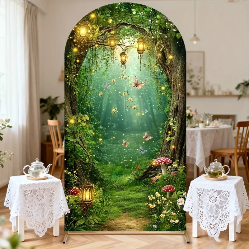 VIKAMA Enchanted Forest Fairytale Arch Backdrop for Parties Cake Photo Booths Anniversaries Indoor Events - Decorative Archway