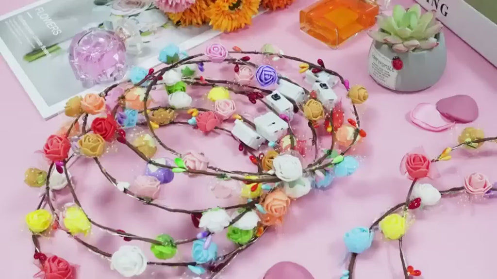 20-120Pcs LED Flower Crowns Headbands for Wedding light up Headbands Multicolor Light up Wreath Beach Party Birthday Supplies ﻿